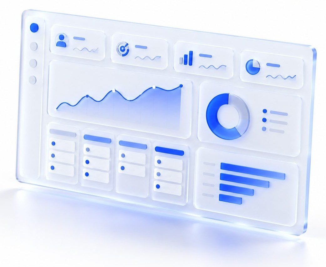 Abstract connected workflow dashboard representing automated data flow between systems